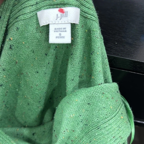J. Jill  Petite small Marled Flecked Green 3/4 Sleeve Pullover - Picture 10 of 13